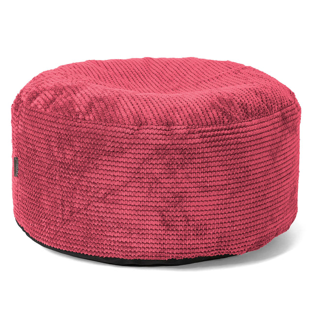 Large Round Footstool - Pom Pom Pastel Red 01