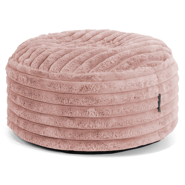 Large Round Footstool - Ultra Plush Cord Dusty Pink 01