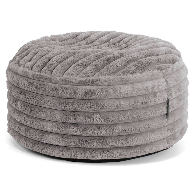 Large Round Footstool - Ultra Plush Cord Grey 01