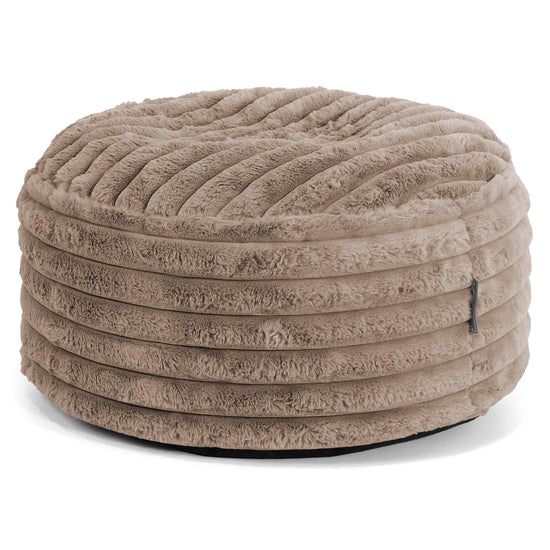 Large Round Footstool - Ultra Plush Cord Minky 01