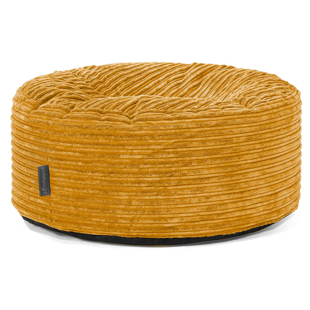 Large Round Pouffe - Cord Golden Honey 01