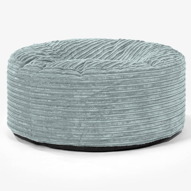 Large Round Pouffe - Cord Mint Green 01
