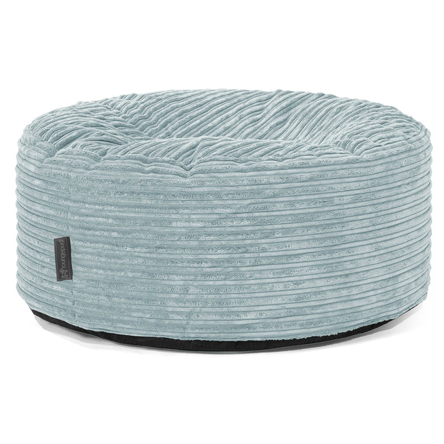 Large Round Pouffe - Cord Mint Green 01