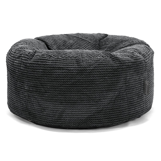 Large Round Pouffe - Pom Pom Black 01