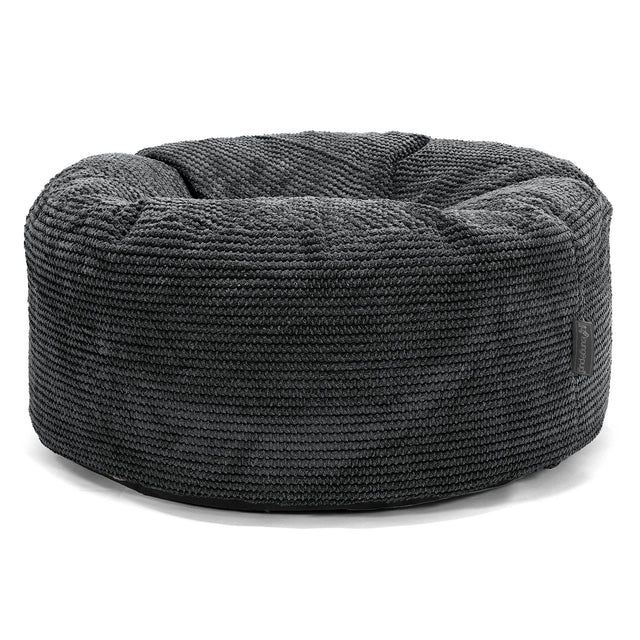 Large Round Pouffe - Pom Pom Black 01