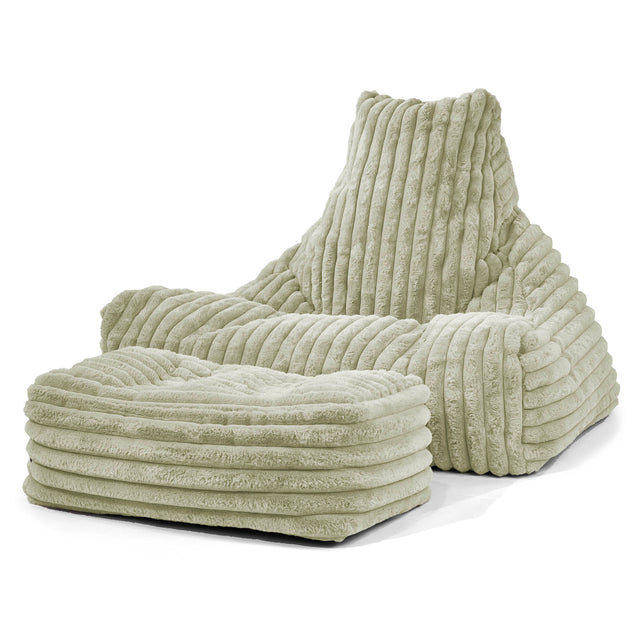 Lounger Beanbag - Ultra Plush Cord Sage Green 02