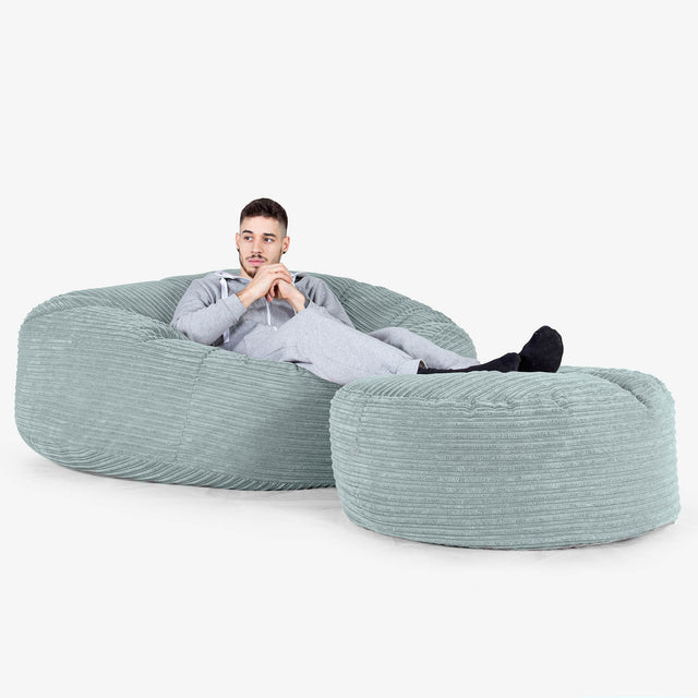 Mega Mammoth Bean Bag Sofa - Cord Mint Green 02
