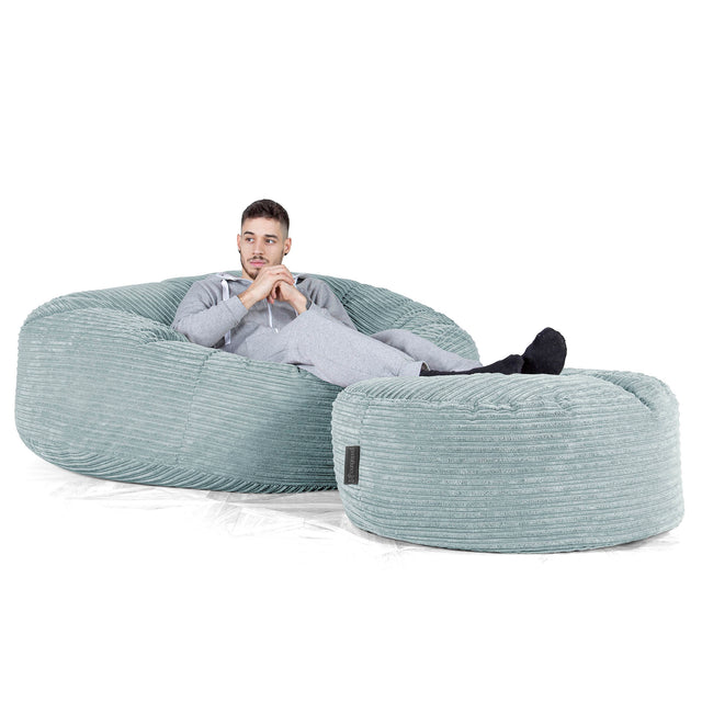 Mega Mammoth Bean Bag Sofa - Cord Mint Green 02
