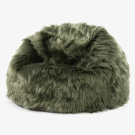 Classic Bean Bag Chair - Mongolian Fur Sage Green 01