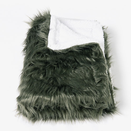 Sherpa Throw / Blanket - Mongolian Fur Sage Green 01