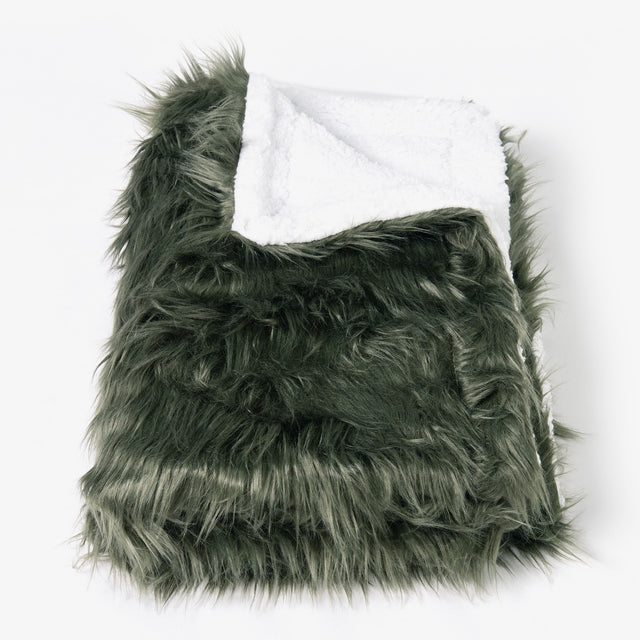 Sherpa Throw / Blanket - Mongolian Fur Sage Green 01