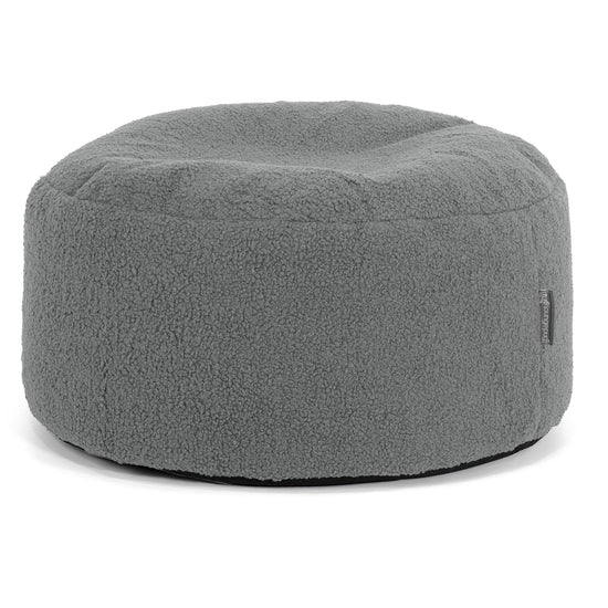 Ottoman Pouf with a Serving Tray - Boucle Grey 02