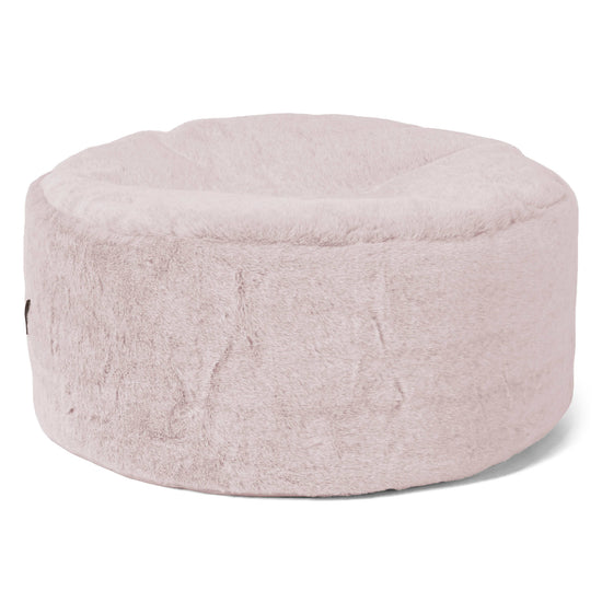 Ottoman Pouf with a Serving Tray - Fluffy Faux Fur Rabbit Dusty Pink 02