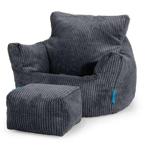 Kids Armchair Bean Bag for Toddlers 1-3 yr - Pom Pom Black 02