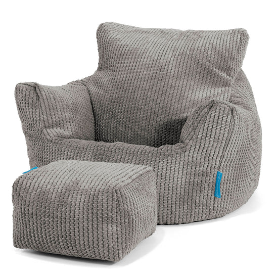 Kids Armchair Bean Bag for Toddlers 1-3 yr - Pom Pom Charcoal Grey 02