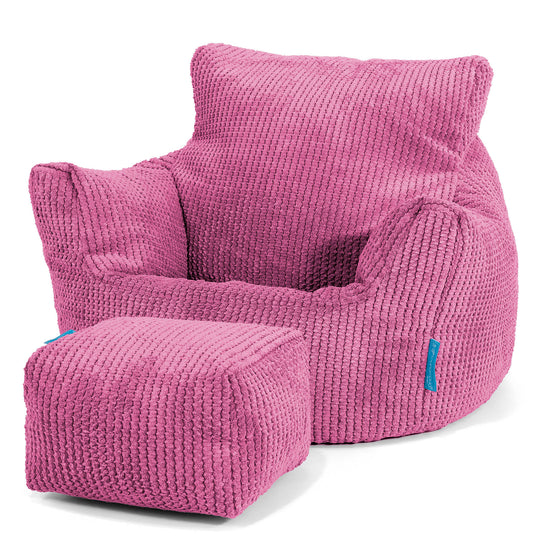 Kids Armchair Bean Bag for Toddlers 1-3 yr - Pom Pom Pink 02
