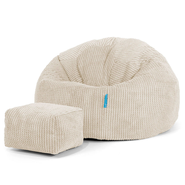 Classic Kids Bean Bag Chair 1-5 yr - Waffle Cord Ivory 02
