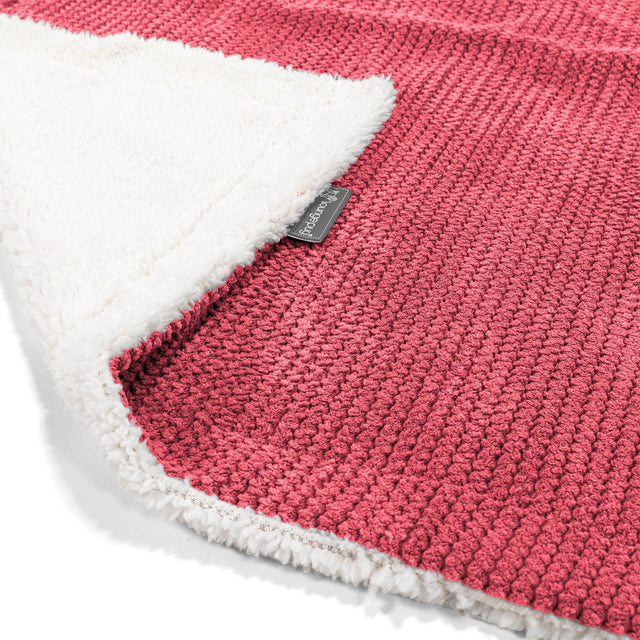 Sherpa Throw / Blanket - Pom Pom Pastel Red 01