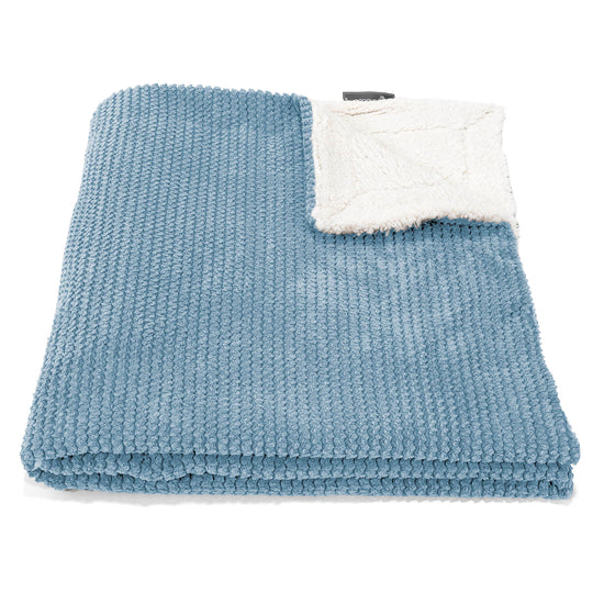 Sherpa Throw / Blanket - Pom Pom Sky Blue 02