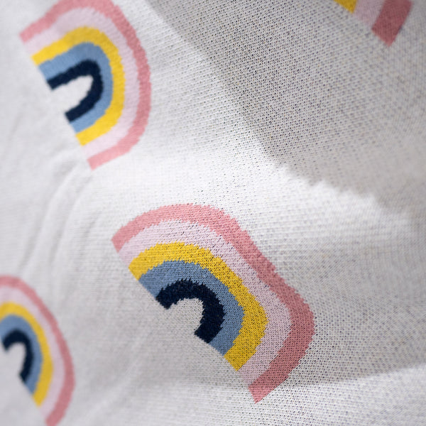 Throw / Blanket - Knitted Rainbow Fabric Close-up Image