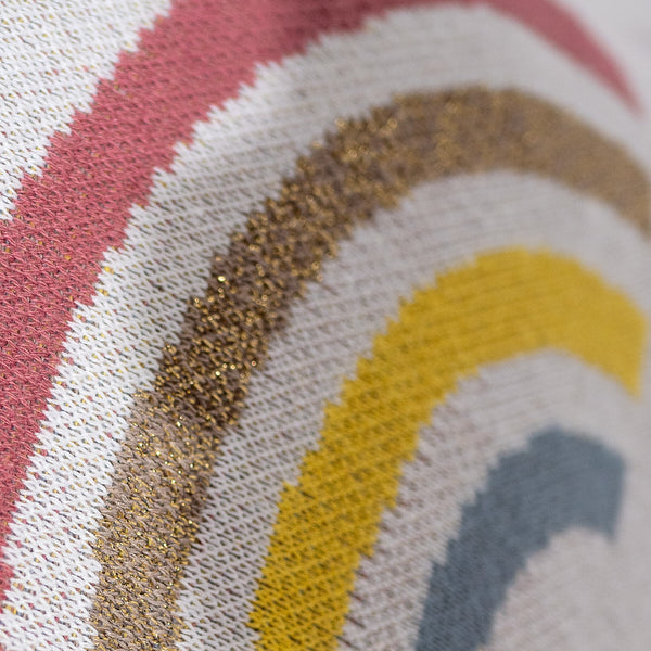 Decorative Cushion Cover 47 x 47cm - Knitted Rainbow Fabric Close-up Image