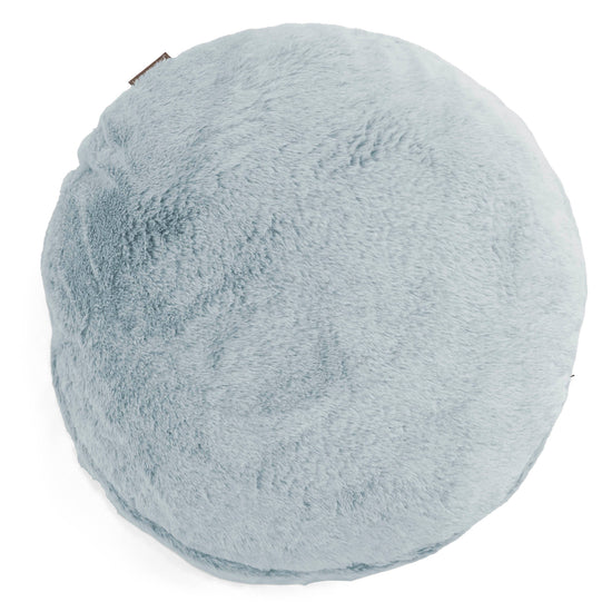Round Scatter Cushion Cover 50cm - Fluffy Faux Fur Rabbit Dusty Blue 01