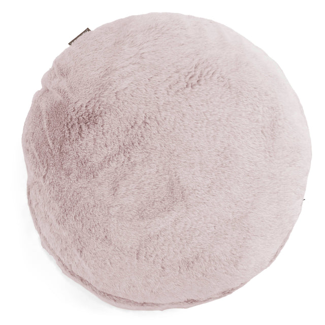 Round Scatter Cushion Cover 50cm - Fluffy Faux Fur Rabbit Dusty Pink 01