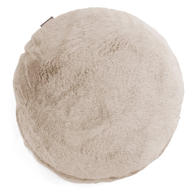 Round Scatter Cushion Cover 50cm - Fluffy Faux Fur Rabbit Golden Brown 01