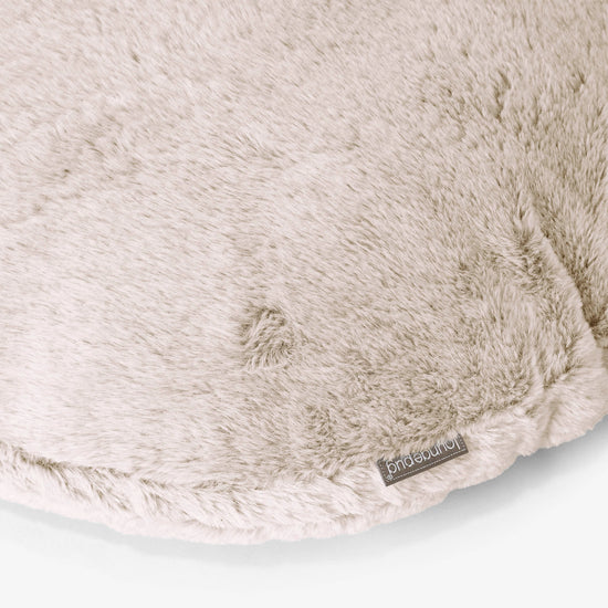 Round Scatter Cushion Cover 50cm - Fluffy Faux Fur Rabbit Golden Brown 02