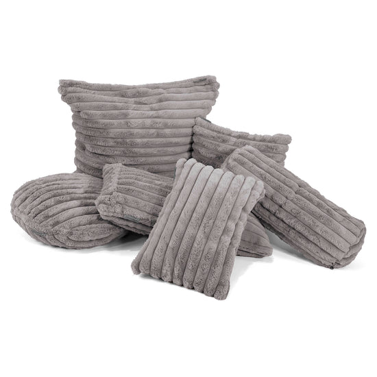 Round Scatter Cushion Cover 50cm - Ultra Plush Cord Grey 02