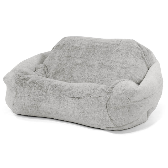 Sabine Bean Bag Armchair - Fluffy Faux Fur Rabbit Light Grey 01