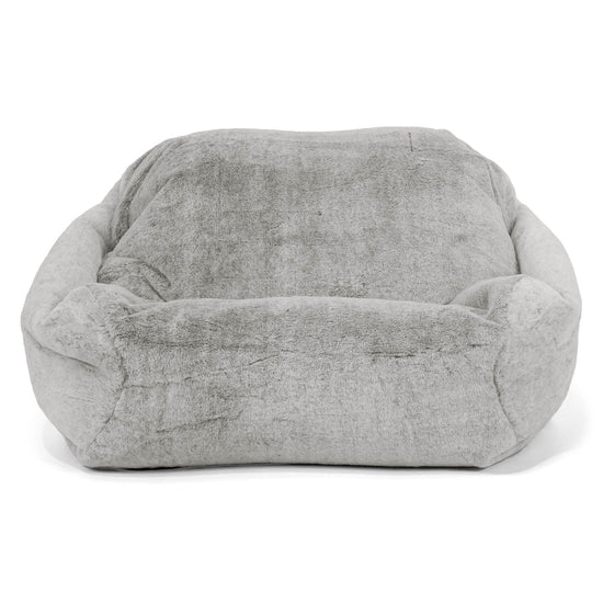 Sabine Bean Bag Armchair - Fluffy Faux Fur Rabbit Light Grey 02