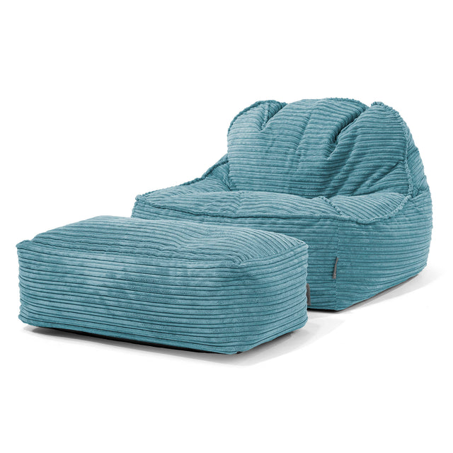 Sloucher Bean Bag Chair 2.0 - Cord Aegean Blue 02