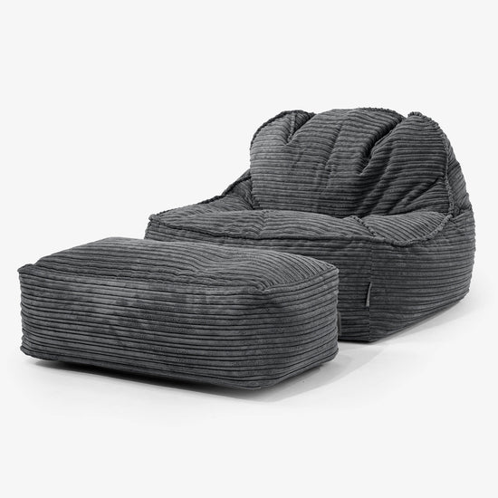 Sloucher Bean Bag Chair 2.0 - Cord Black 02
