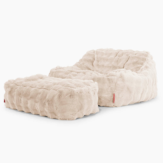 Sloucher Bean Bag Chair - Bubble Faux Fur Cream 02