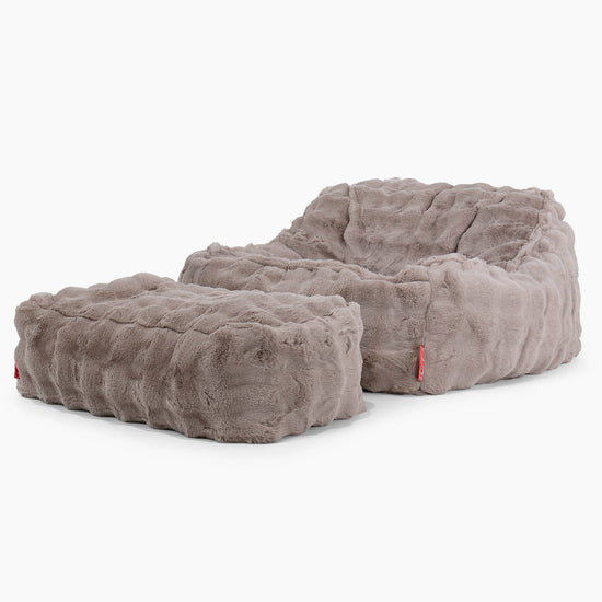 Sloucher Bean Bag Chair - Bubble Faux Fur Mink 02