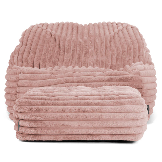 Sloucher Bean Bag Chair - Ultra Plush Cord Dusty Pink 03