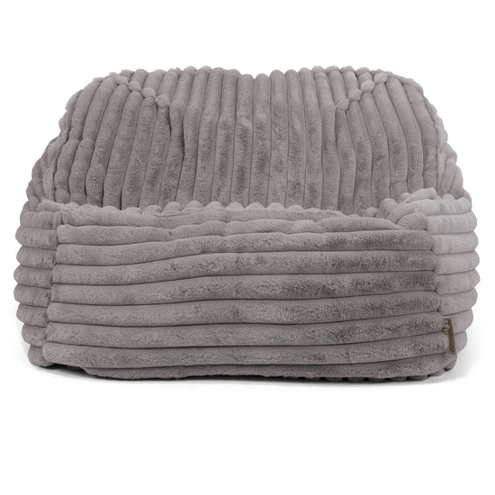 Sloucher Bean Bag Chair - Ultra Plush Cord Grey 02