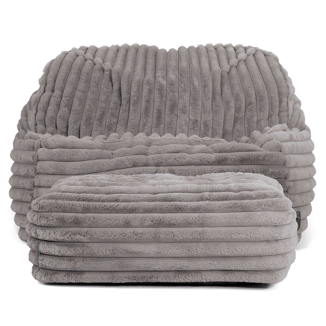 Sloucher Bean Bag Chair - Ultra Plush Cord Grey 03