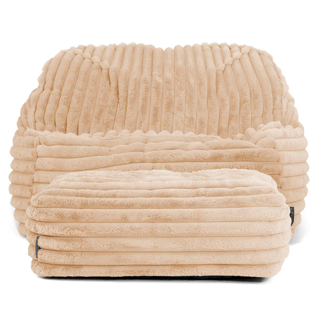 Sloucher Bean Bag Chair - Ultra Plush Cord Peach 03