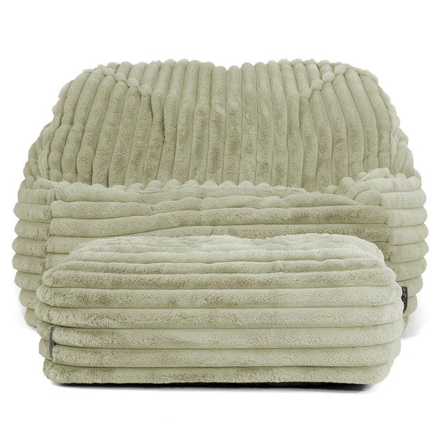 Sloucher Bean Bag Chair - Ultra Plush Cord Sage Green 03
