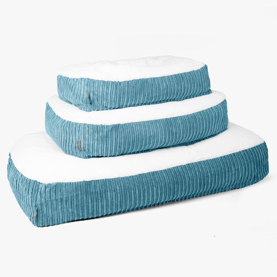 Sloucher XL Dog Bed - Sherpa & Cord Aegean Blue 02