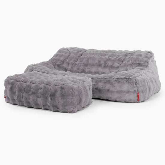 Sloucher Bean Bag Sofa - Bubble Faux Fur Grey 03