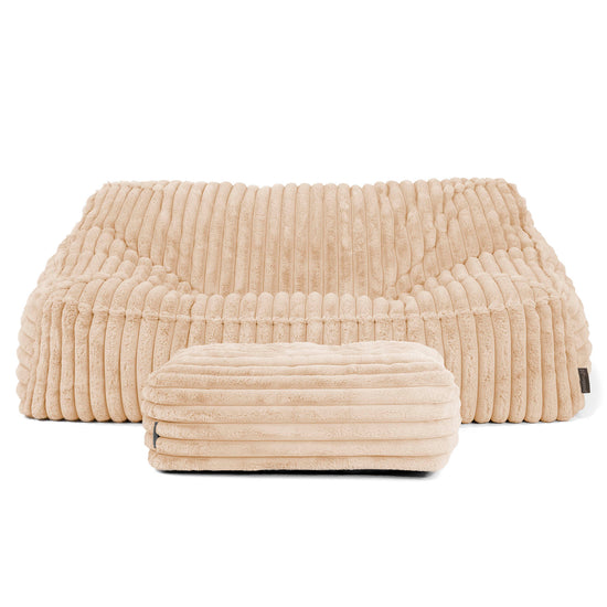 Sloucher Bean Bag Sofa - Ultra Plush Cord Peach 03