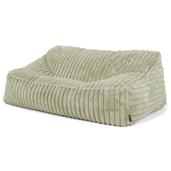 Sloucher Bean Bag Sofa - Ultra Plush Cord Sage Green 01