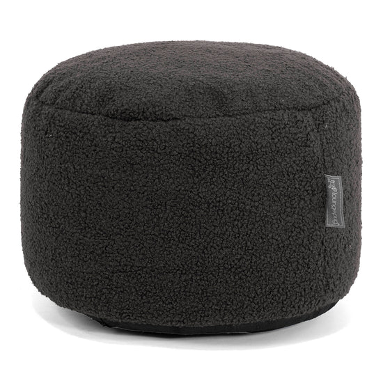 Small Round Footstool - Boucle Graphite Grey 01