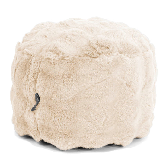 Small Round Footstool - Bubble Faux Fur Cream 01