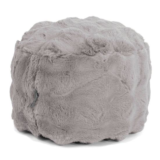 Small Round Footstool - Bubble Faux Fur Grey 01