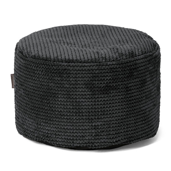 Small Round Footstool - Pom Pom Black 01