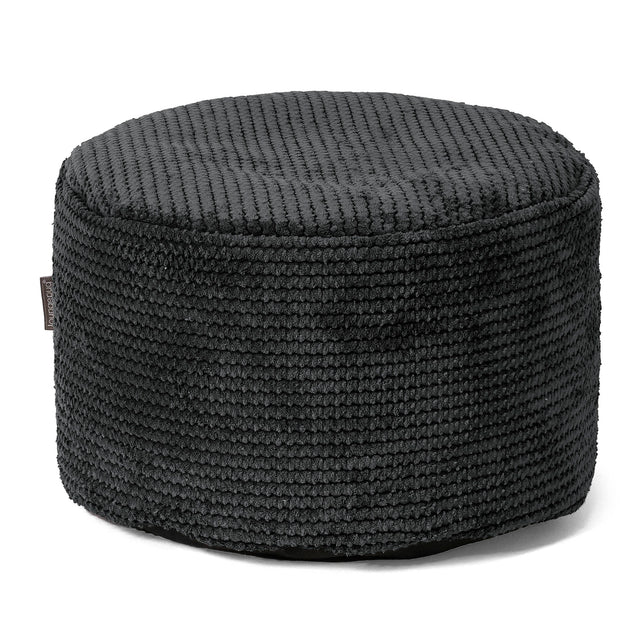 Small Round Footstool - Pom Pom Black 01